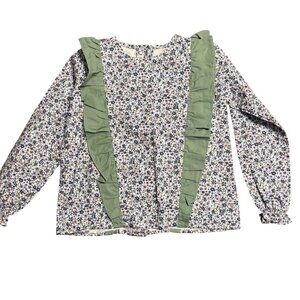 Beatrice & Bee Kensington Girls Blouse Size 6 NWT Floral Print Long Sleeve Green